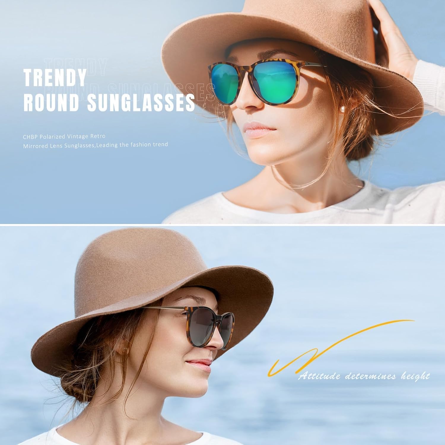 Charfia Polarisierte Sonnenbrille Damen und Herren rund UV-Schutz
