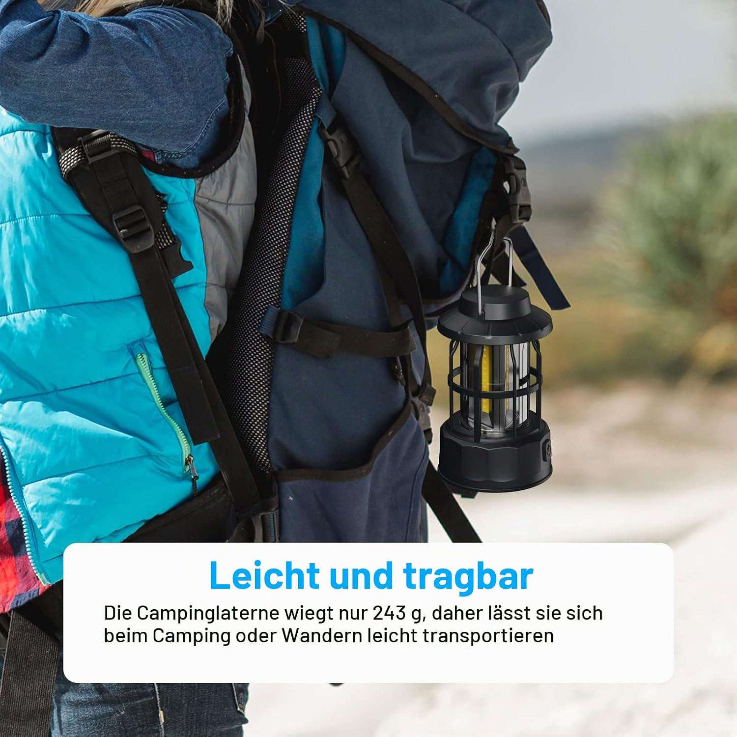 2er LED Campinglampe batteriebetrieben IPX4 wasserdicht dimmbar fuer Wandern Ange