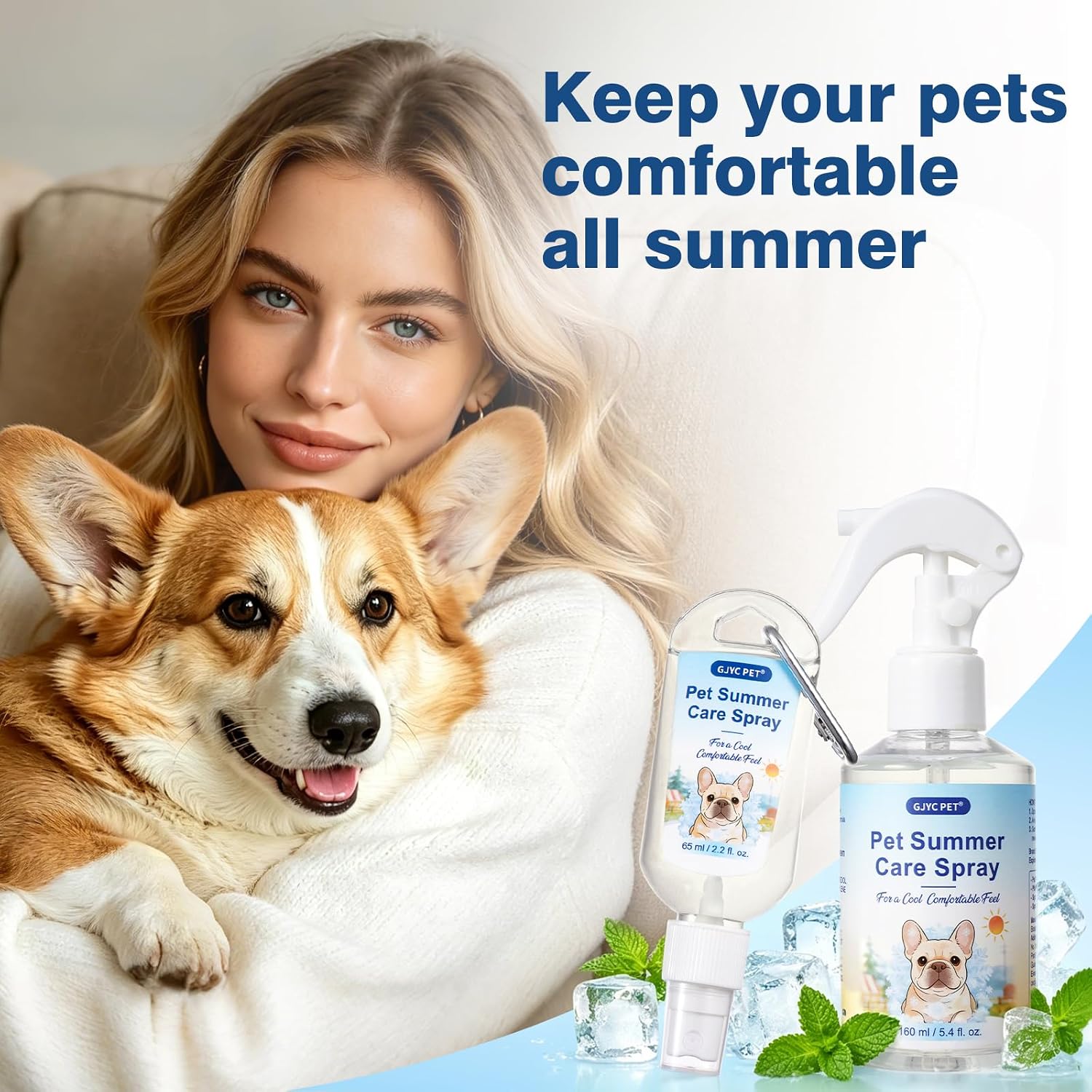 Hunde Kuehlspray mit Menthol Aloe Vera Hafer fuer Sommerhitze