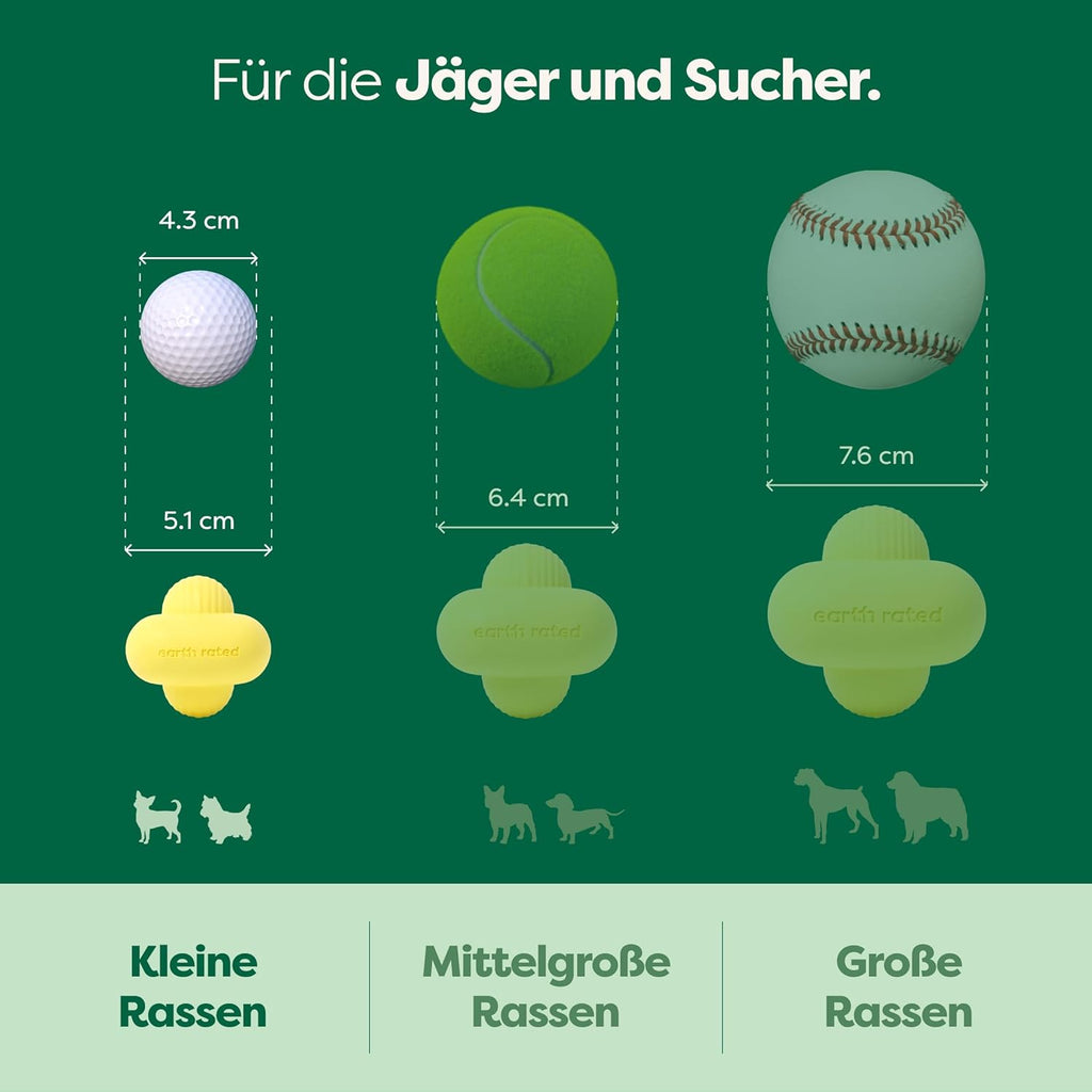 Earth Rated Hundeball S-L - Naturgummi Apportierball klein gelb verschiedene Groe