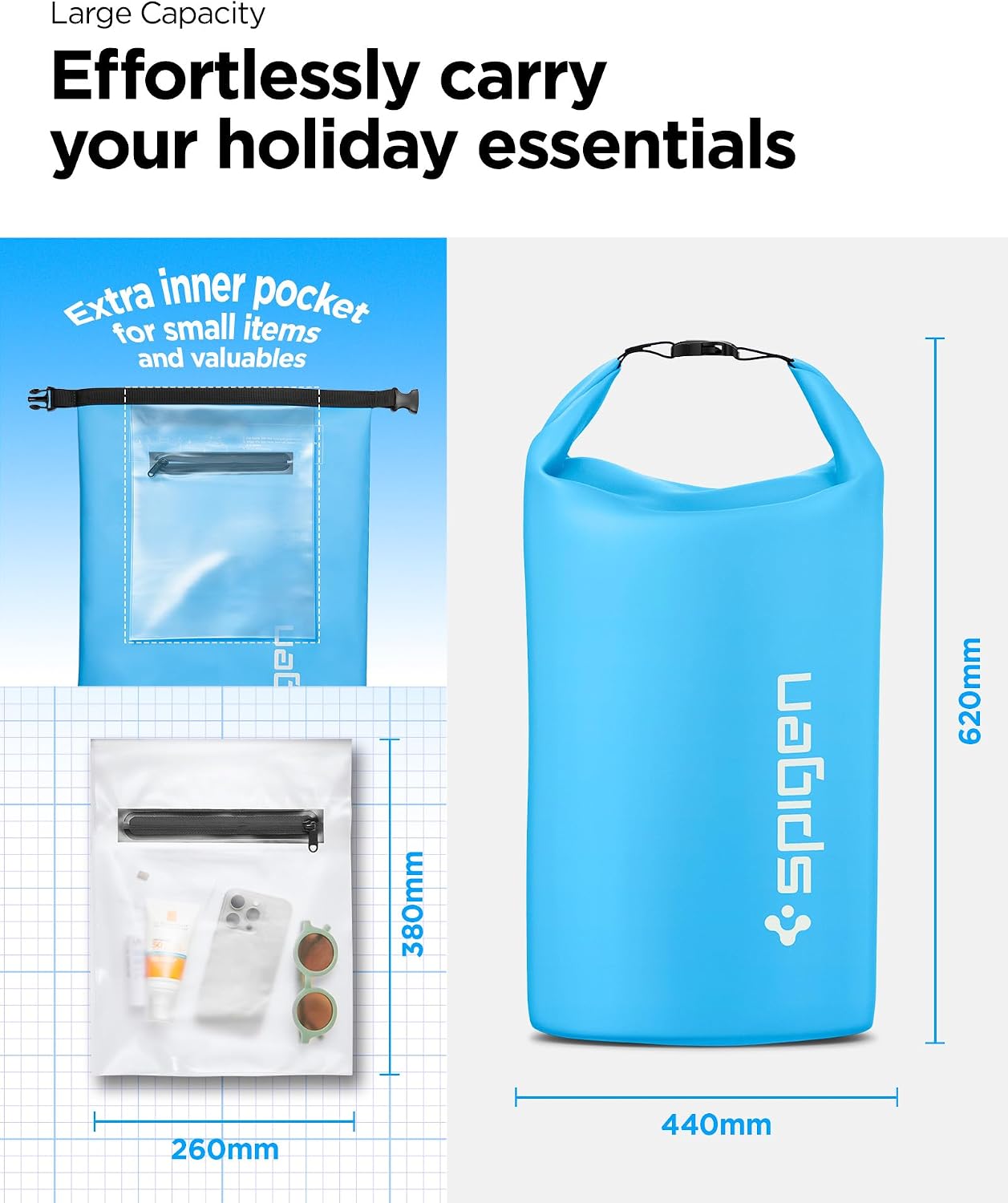 Spigen Dry Bag Aqua Shield wasserdichte Tasche Rucksack Snow White