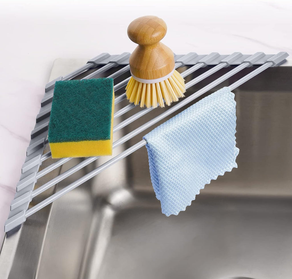 Edelstahl dreieckiges Abtropfgestell mit Silikon Kuechen Organizer platzsparend