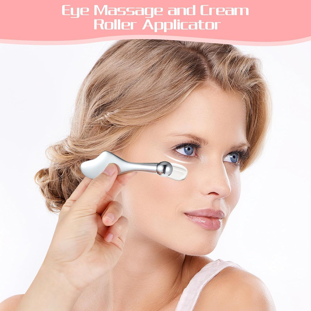 Edelstahl Gua Sha 2‑in‑1 Gesichtsschaber mit Augenroller Massagegeraet