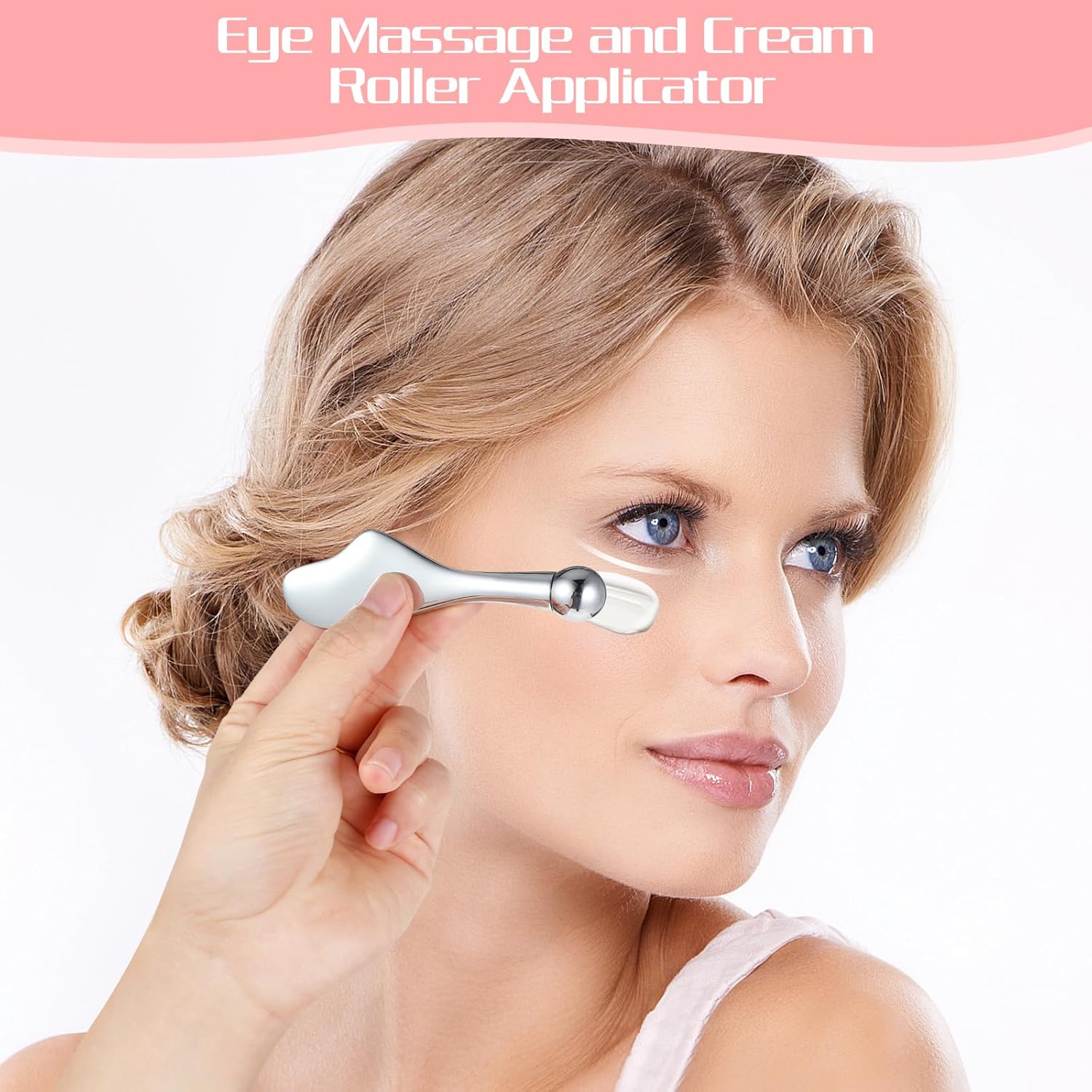 Edelstahl Gua Sha 2‑in‑1 Gesichtsschaber mit Augenroller Massagegeraet