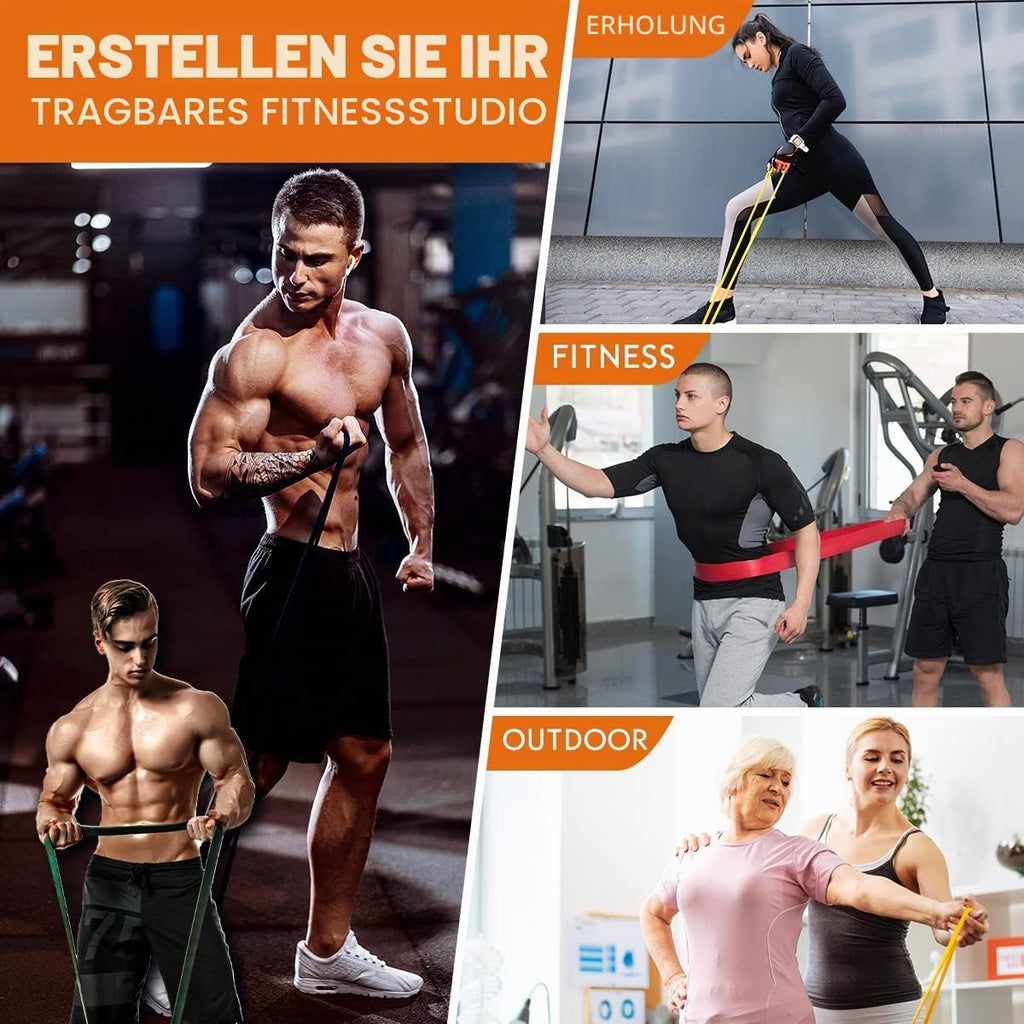 Fitnessbaender 4er Set Widerstandsband Dehnband Training Muskelaufbau