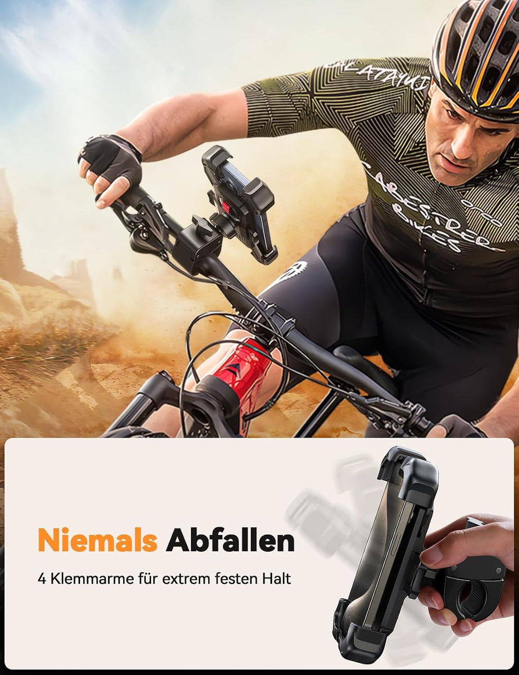 Handyhalterung Fahrrad Lenker 360° drehbar Autolock Smartphone Halter