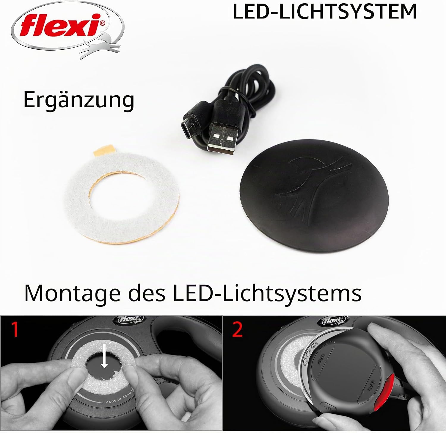 flexi LED Lighting System USB schwarz Zubehoer fuer flexi Roll-Leine