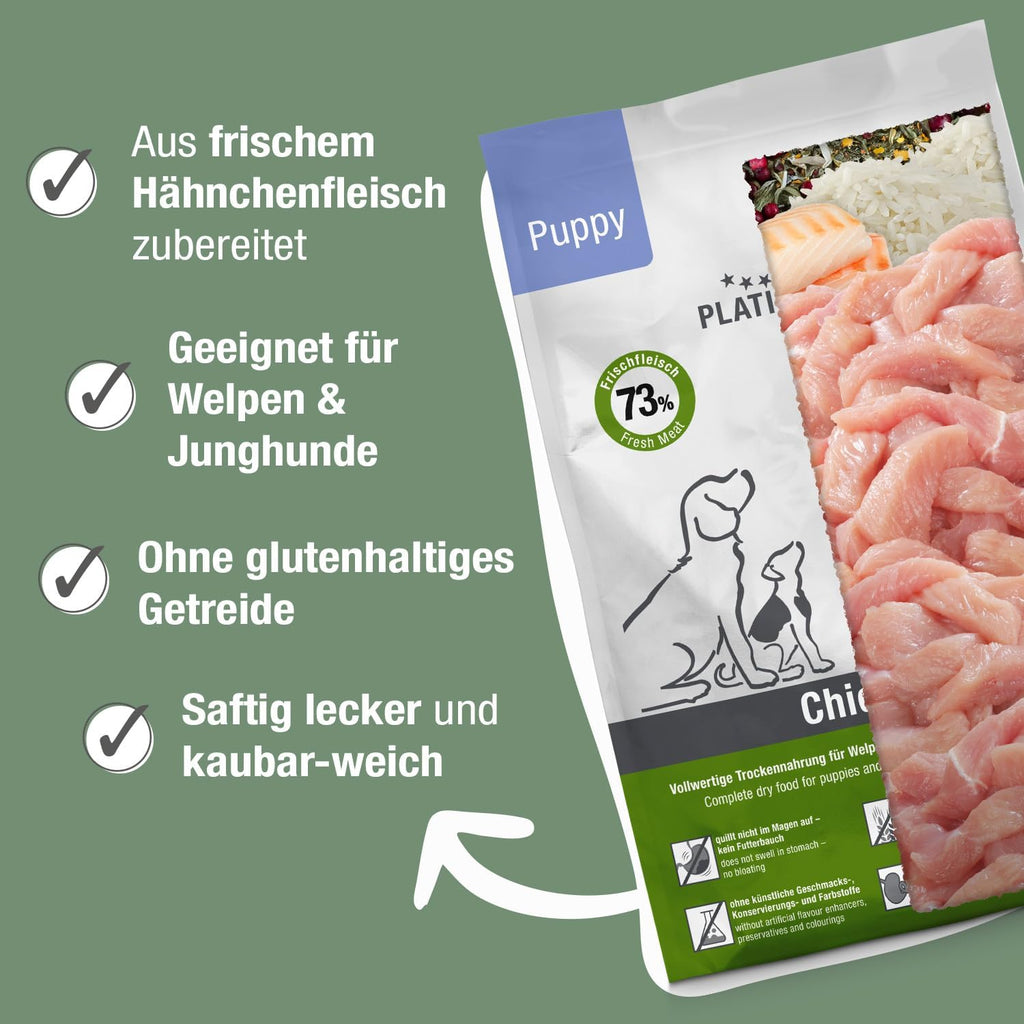 PLATINUM Puppy Chicken Hundefutter 5kg Trockenfutter fuer Welpen und Junghunde
