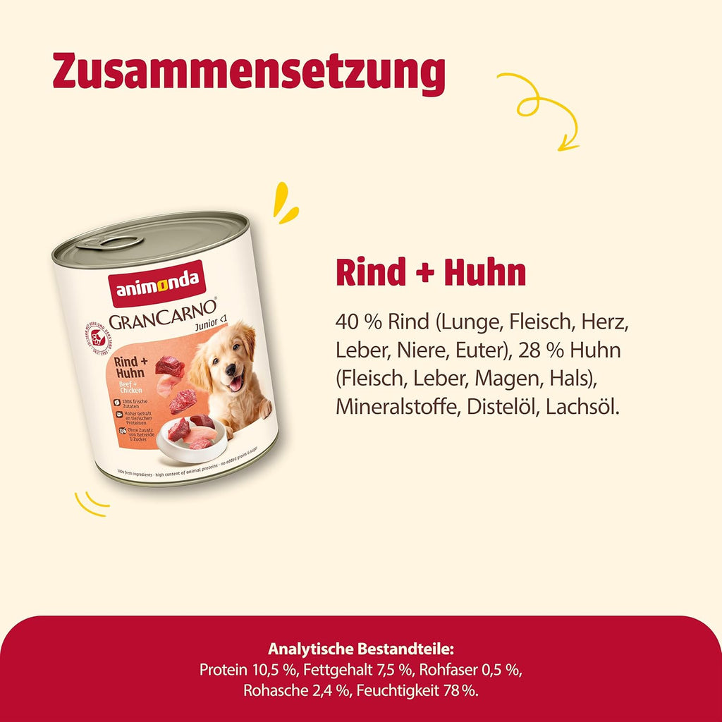 Animonda GranCarno Junior Welpen Nassfutter Rind & Huhn verschiedene Sorten