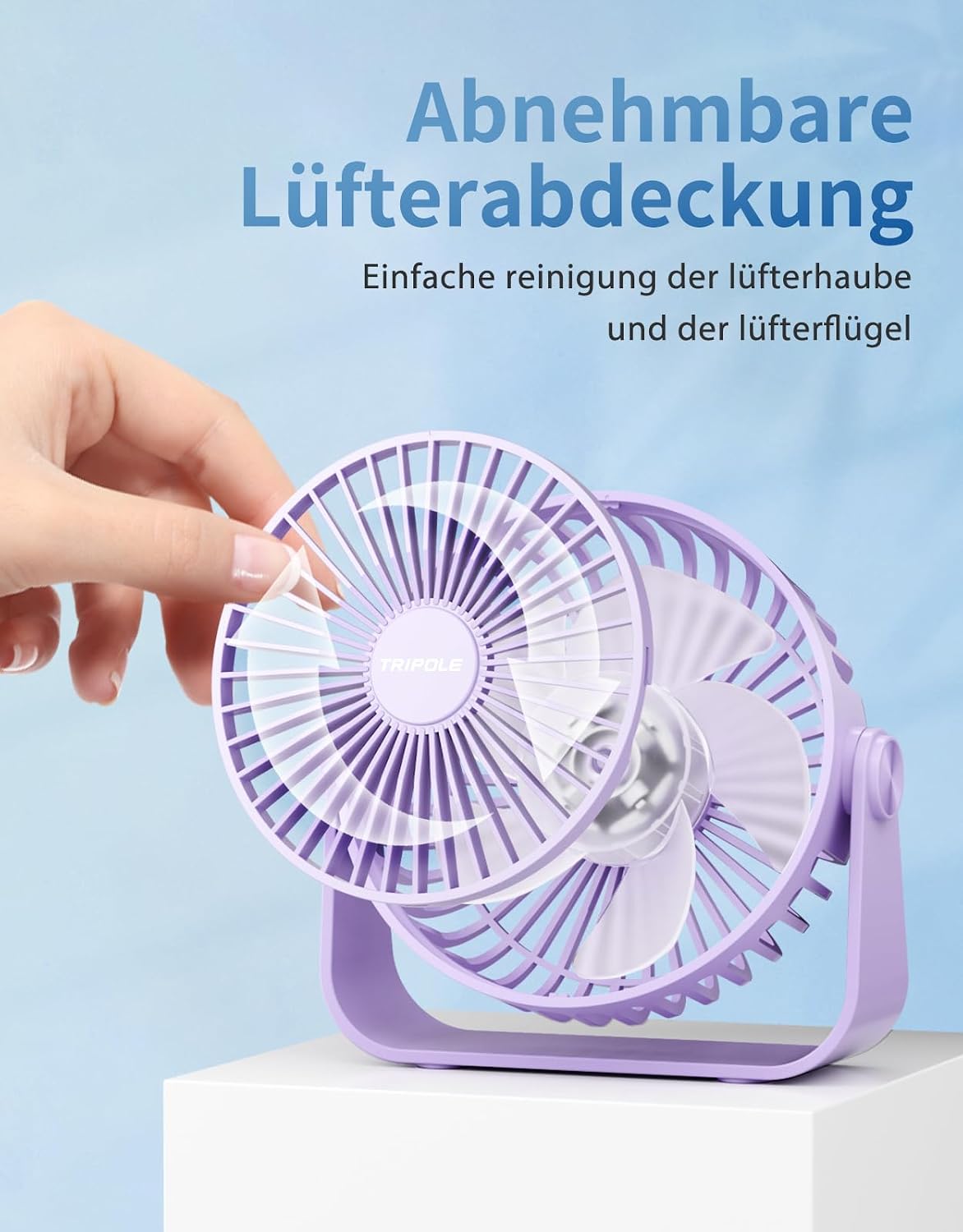 TriPole USB Tischventilator 11,4 cm 3 Stufen 360° verstellbar 1,5 m Kabel