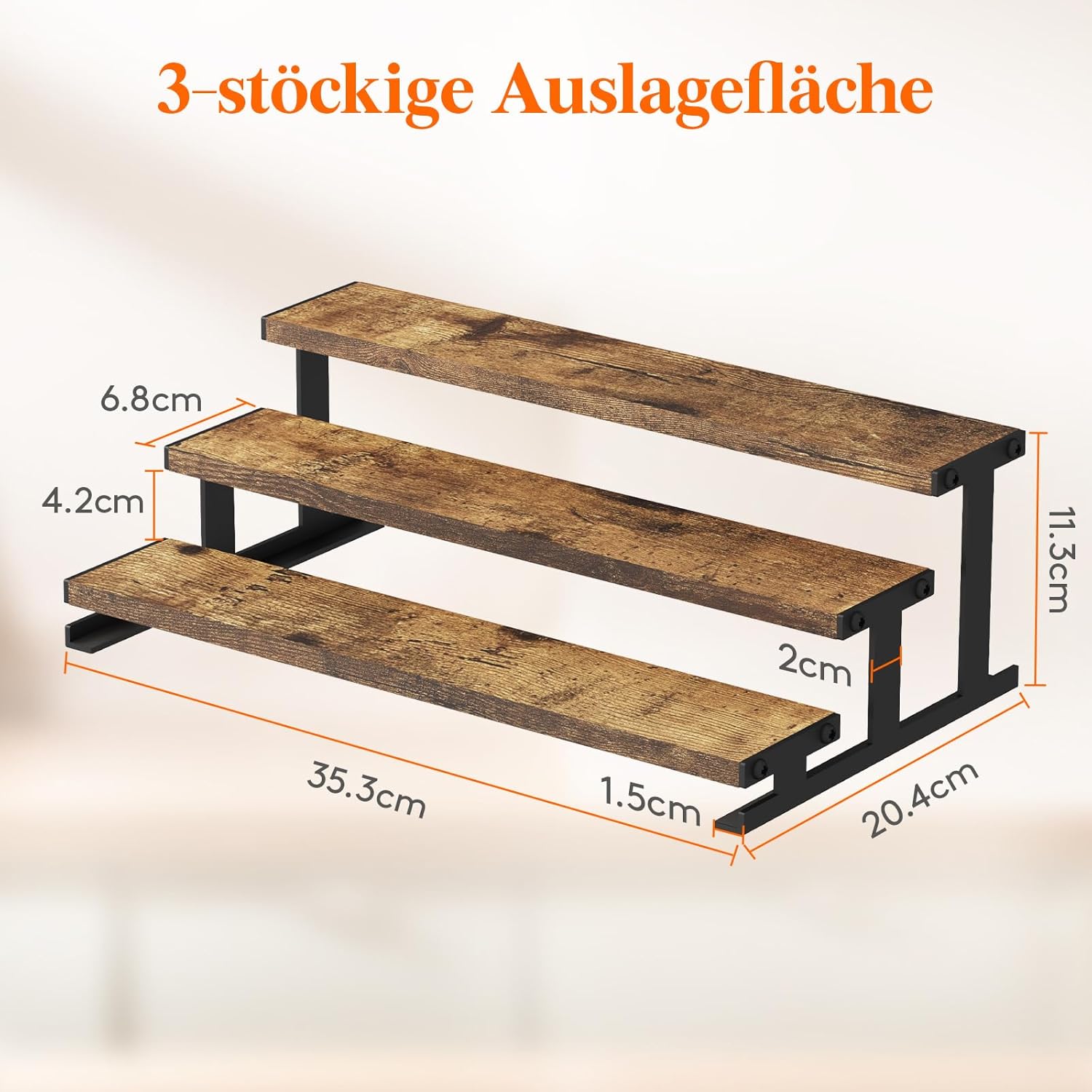 Lifewit 2‑Etagen Display Staender 35x14x7 cm schwarzes Metallregal