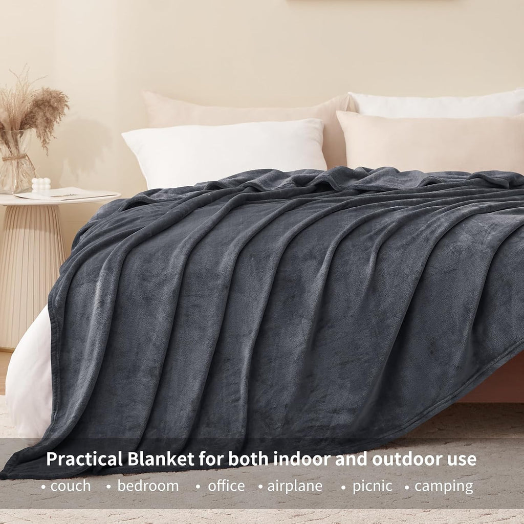 Aisbo Kuscheldecke 150×200 cm Flauschig Fleecedecke Grau 150cm-270cm