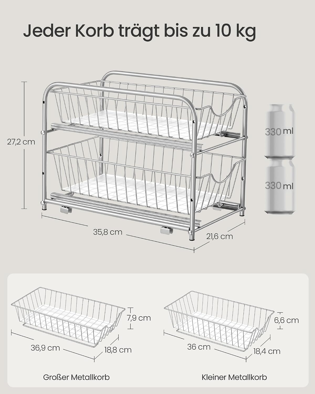 Kuechen Organizer Metallkorb 2 Ebenen stapelbar Schrankregal Ablage