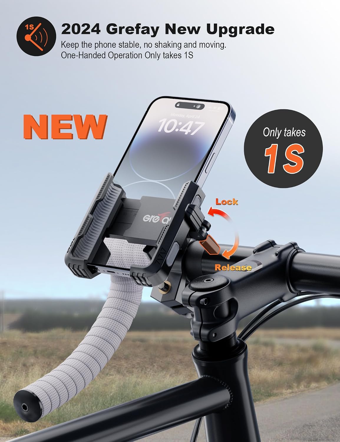 Universal Fahrrad Handyhalterung mit Sperre fuer Lenker, kompatibel 1S