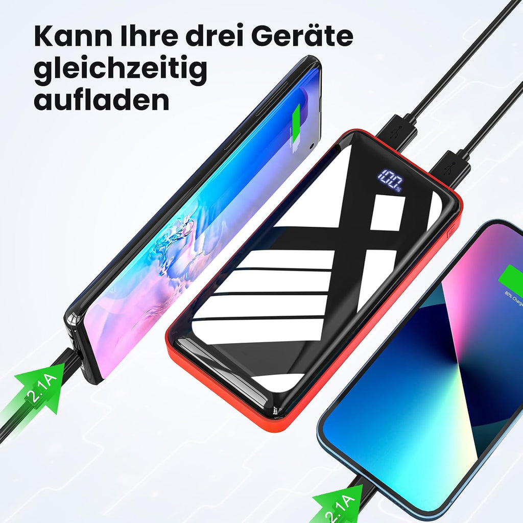 Powerbank 27000 mAh 22,5 W USB‑C PD Ladegeraet mit LED Anzeige fuer iPhone 16 15 1