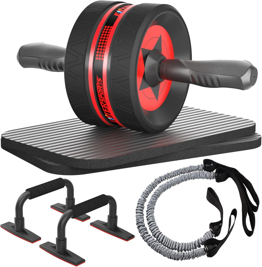 EnterSports Bauchmuskelroller mit zwei Kniematten, Bauchtrainer fuer Zuhause