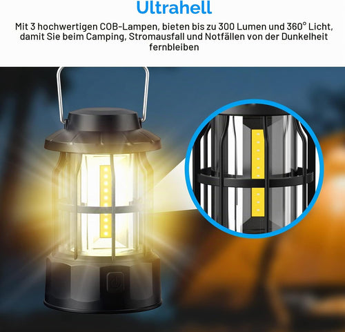 2er LED Campinglampe batteriebetrieben IPX4 wasserdicht dimmbar fuer Wandern Ange