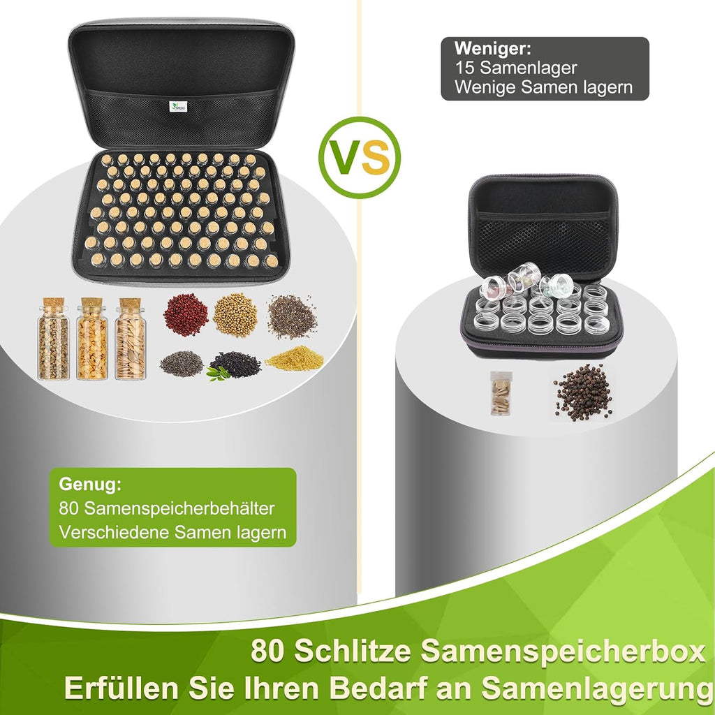 Saatgut Aufbewahrungsbox 40 Faecher mit Etiketten und Trichter, Seed Organizer