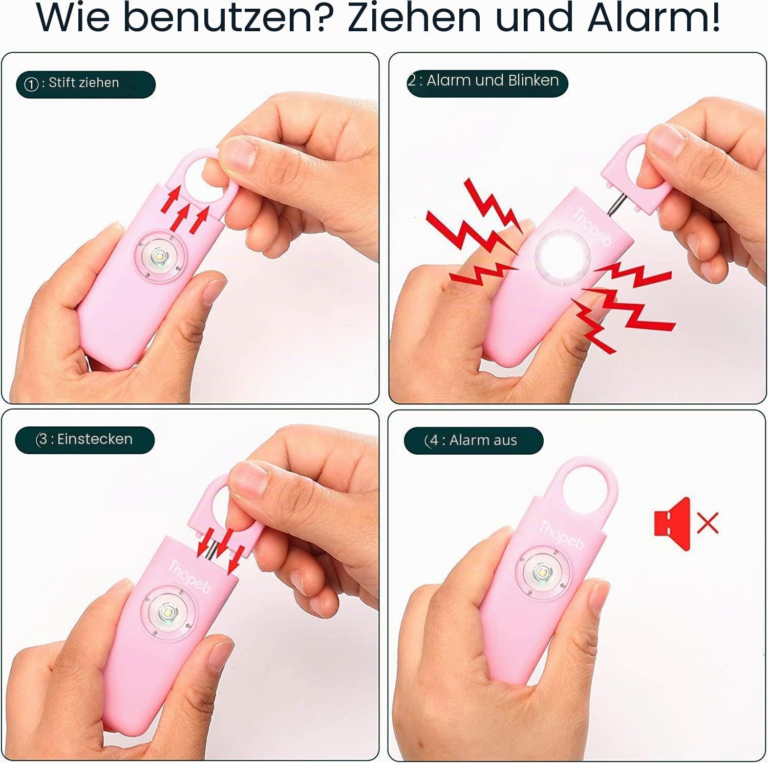Der Original Persoenlicher Alarm Schluesselanhaenger 130 dB mit LED-Stroboskoplicht