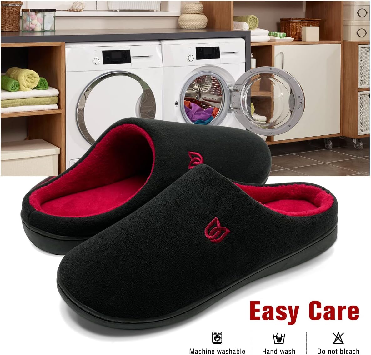 Watelves Hausschuhe mit Memory-Schaum Damen Herren Baumwolle warm