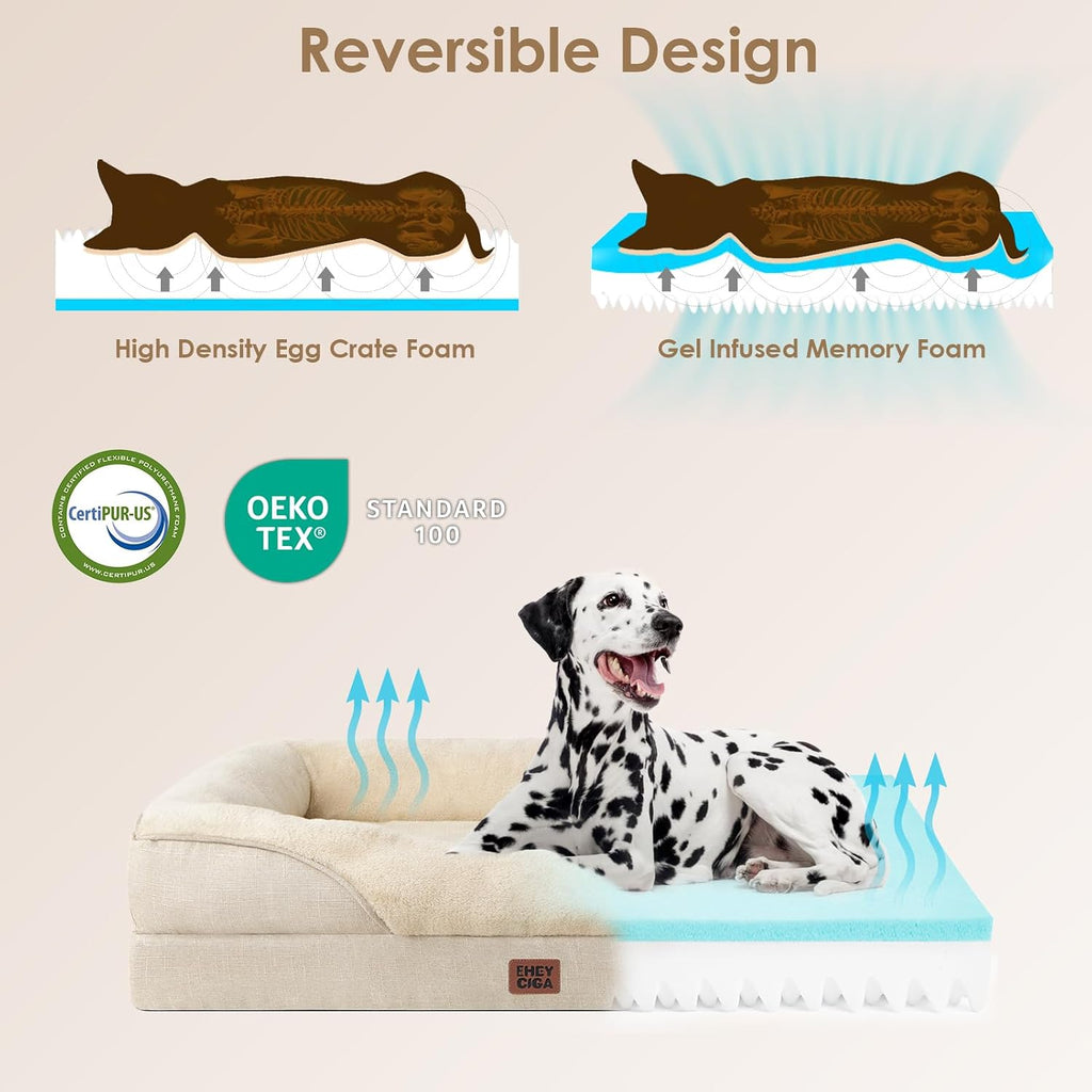 Orthopaedisches Hundebett 91×68×17,5 cm Memory Foam waschbar 16,5cm-19cm