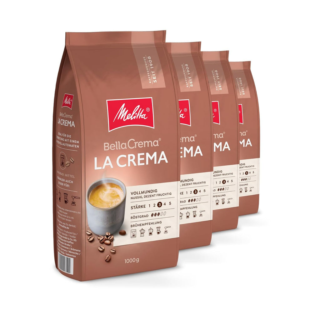Melitta BellaCrema La Crema Kaffeebohnen mittlere Roestung Staerke 3 verschied