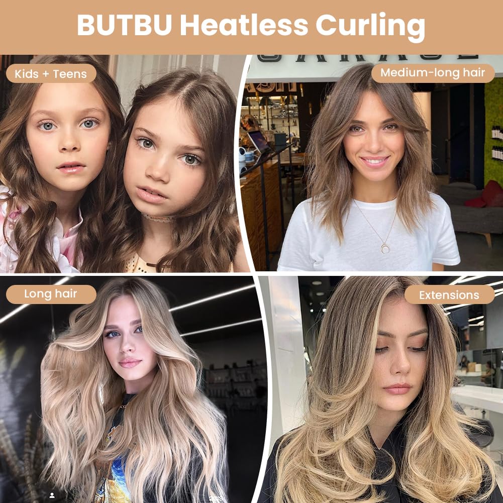 5er Set Heatless Curls Samt Lockenwickler Beige - Locken ohne Hitze