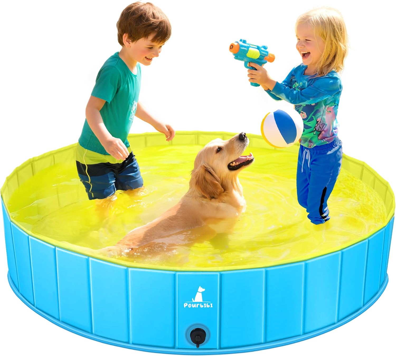 Pourbibi Hundepool 120 x 30 cm faltbares Planschbecken rutschfest fuer grosse Hund