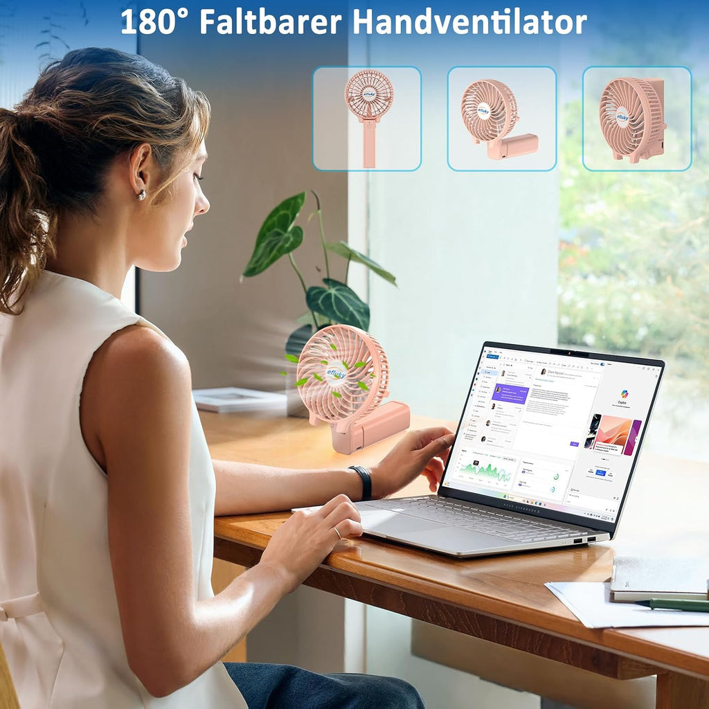 efluky faltbarer USB Handventilator wiederaufladbar tragbar Mini Ventilator