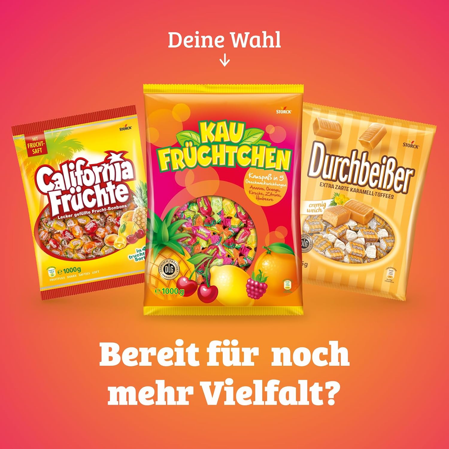 Kaufruechtchen Kaubonbons 1000 g Mix 5 Fruchtgeschmacksrichtungen