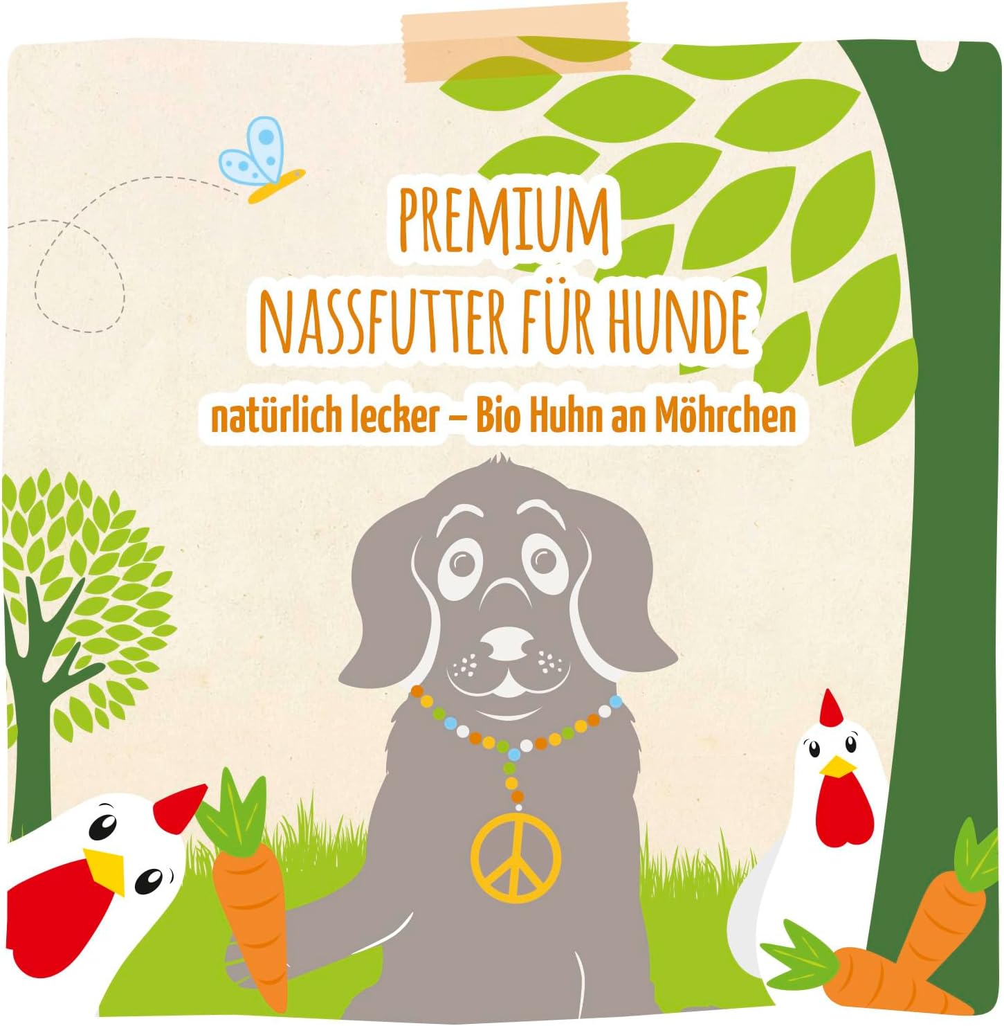 MjAMjAM Hundefutter Nassfutter Bio Huhn mit Moehrchen 6x400g getreidefrei -2