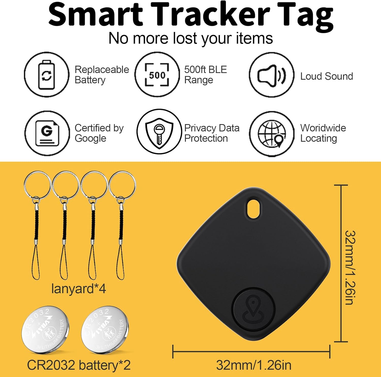 Air Tracker Schluesselfinder 4er Pack Schwarz Android Smart Tag Google Find Hub