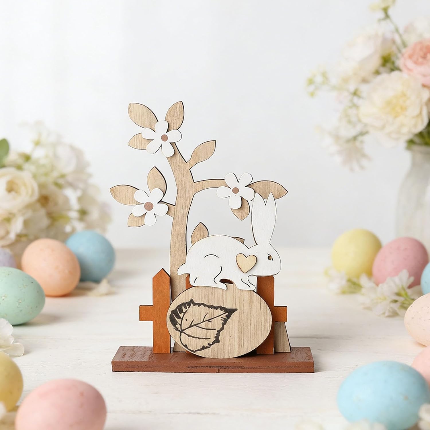 Holz Osterhase Deko Aufsteller 2er Set Fruehlingsdeko Tischdekoration