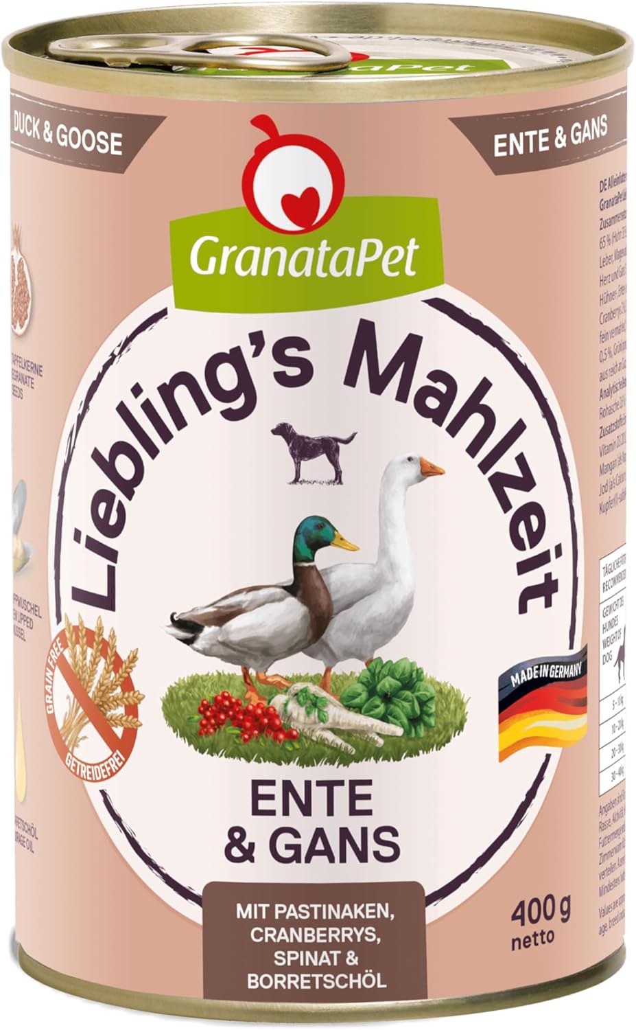 GranataPet Liebling's Mahlzeit Ente & Gans Nassfutter fuer Hunde