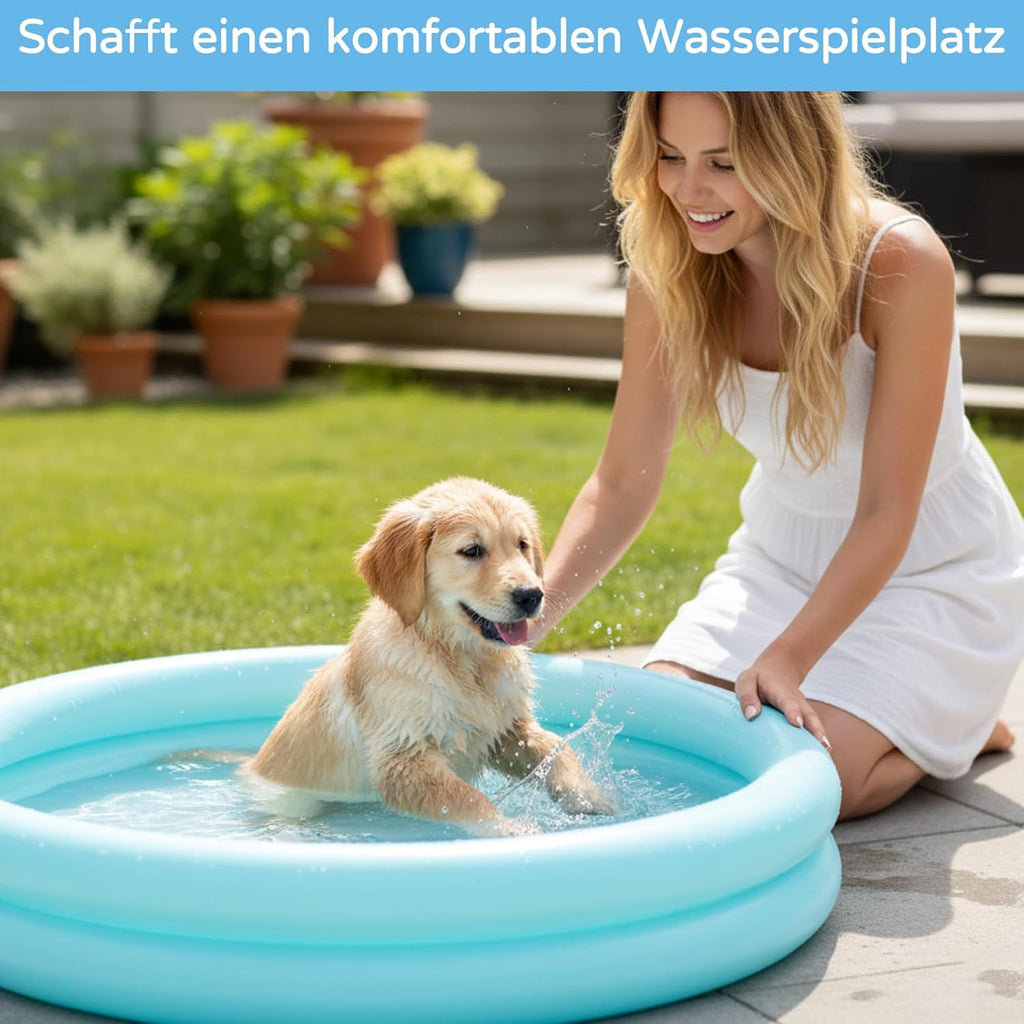 Aufblasbares Kinder Planschbecken 60 cm PVC rutschfest Blau Garten