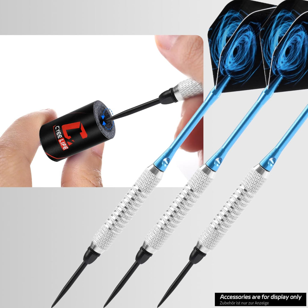 Cyeelife 12er Set Steel Dartspitzen 2BA mit Gummiringen und Spitzer