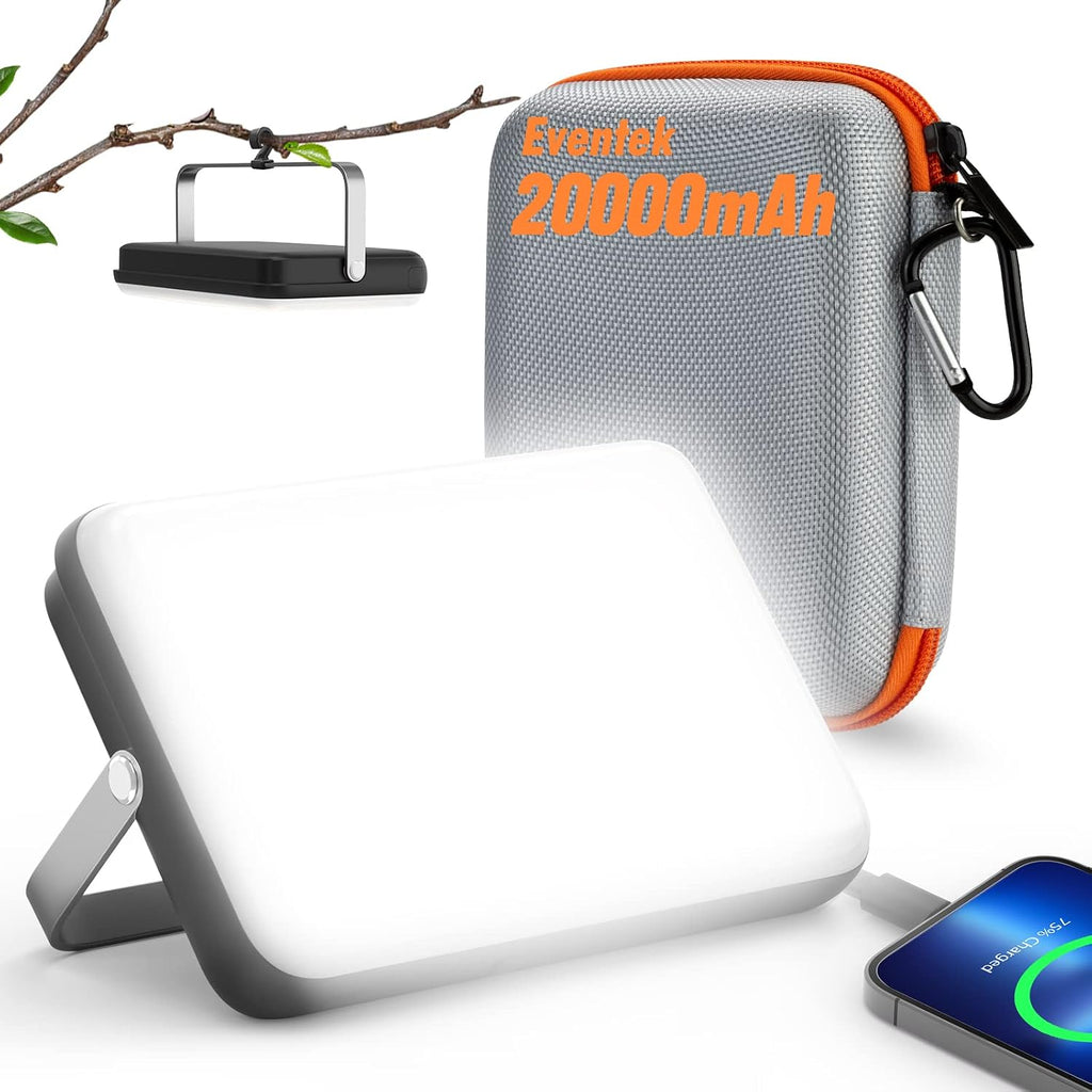 Eventek LED Campinglampe 4000 Lumen dimmbar 20000 mAh Powerbank IPX5 wasserdicht