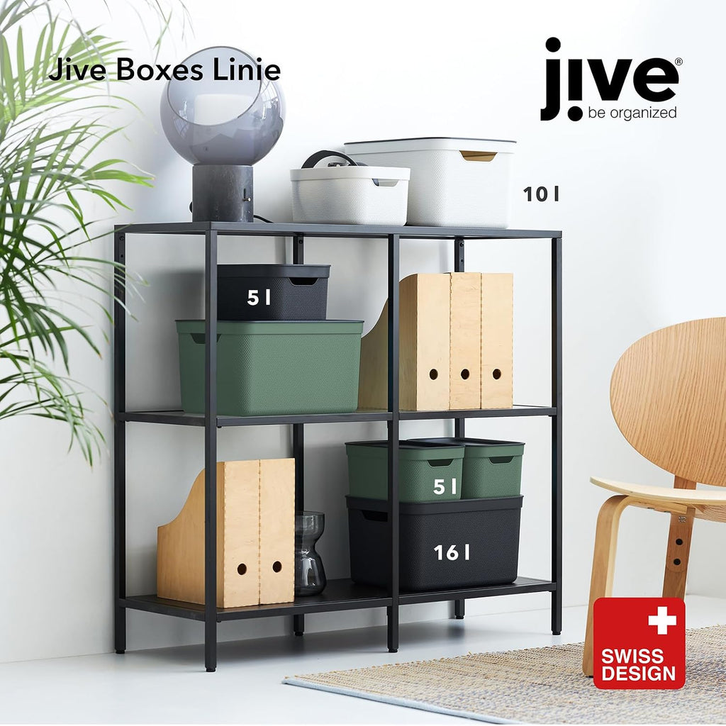 Jive Aufbewahrungsbox 3er Set mit Deckel Kunststoff Gruen Anthrazit