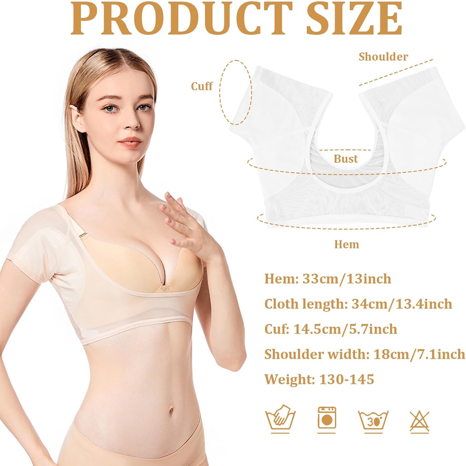 2er Pack Achselpads Damen wiederverwendbar aus Bio-Baumwolle, saugfaehig