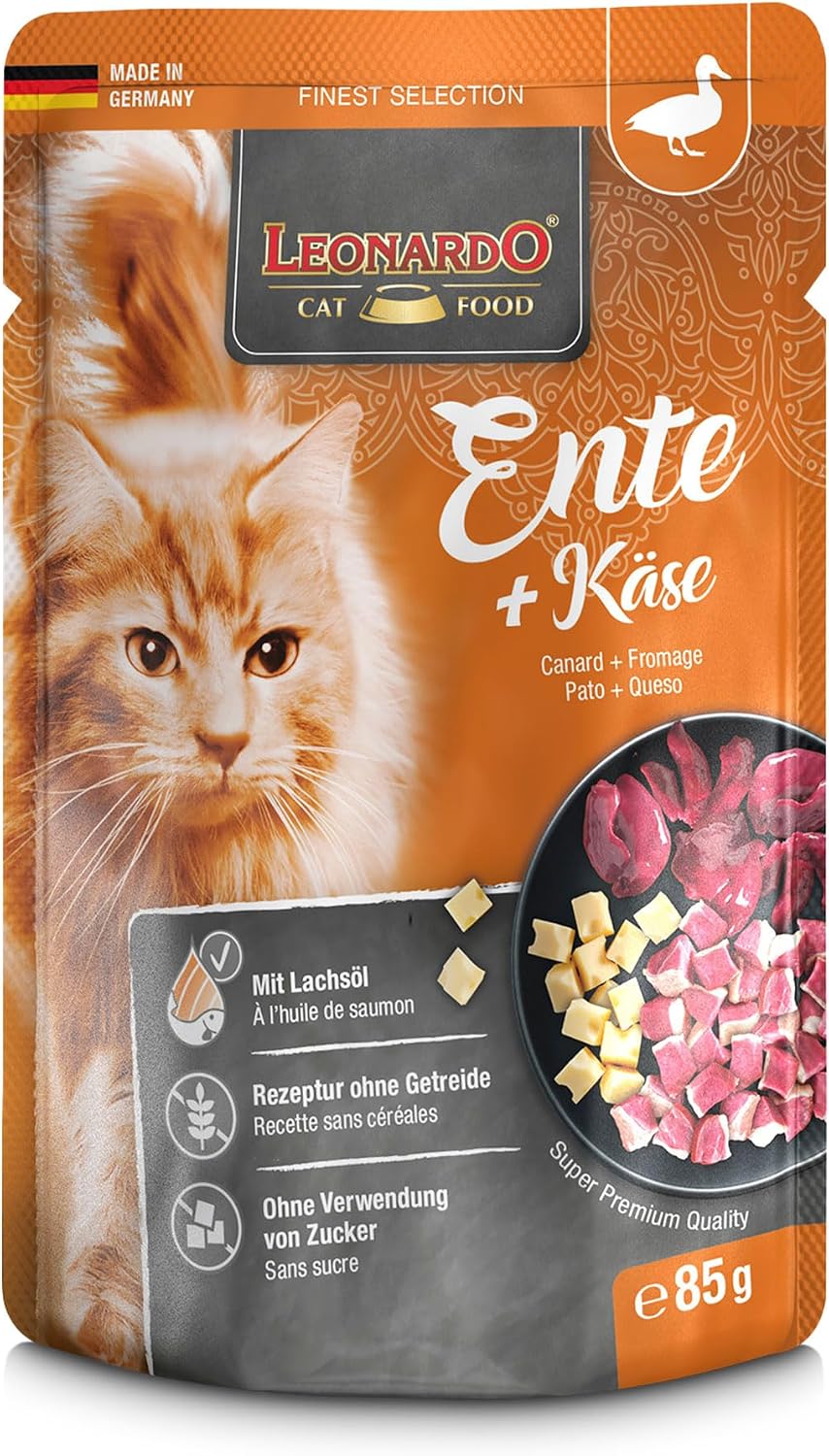 LEONARDO Katzenfutter nass Finest Selection 6x85g Huhn Fasan Kaninchen Ente Kalb