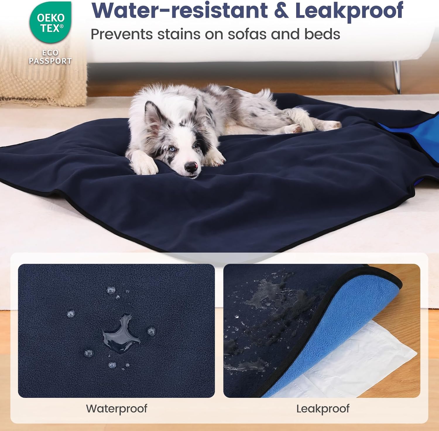 PETTOM Hundedecke 100×75 cm wasserdicht grau waschbar fuer Sofa Auto