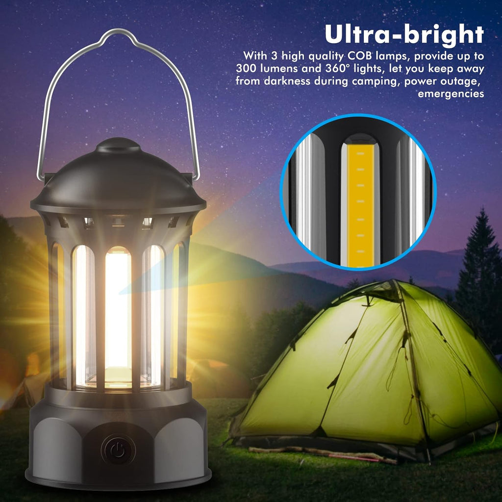 WARMTUYO LED Campinglampe 2er Set batteriebetrieben dimmbar IPX4 Retro