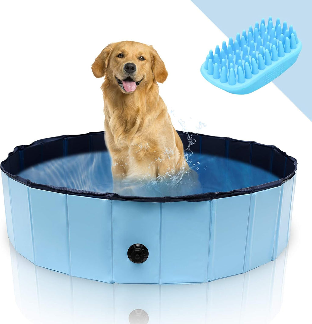 Gimisgu Hundepool 80x20 cm faltbar rutschfest Planschbecken mit Reparaturset Bla