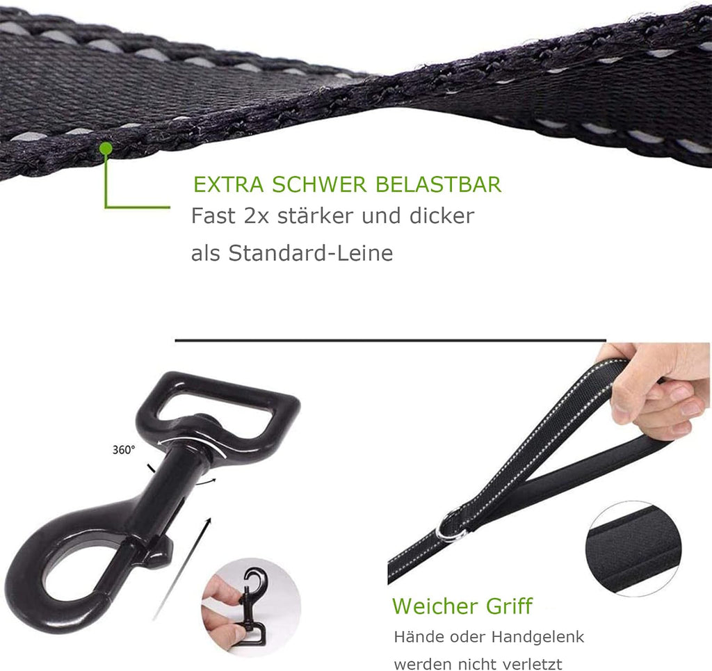Reflektierende Hundeleine mit gepolsterter Handschlaufe 1,5m-1,8m
