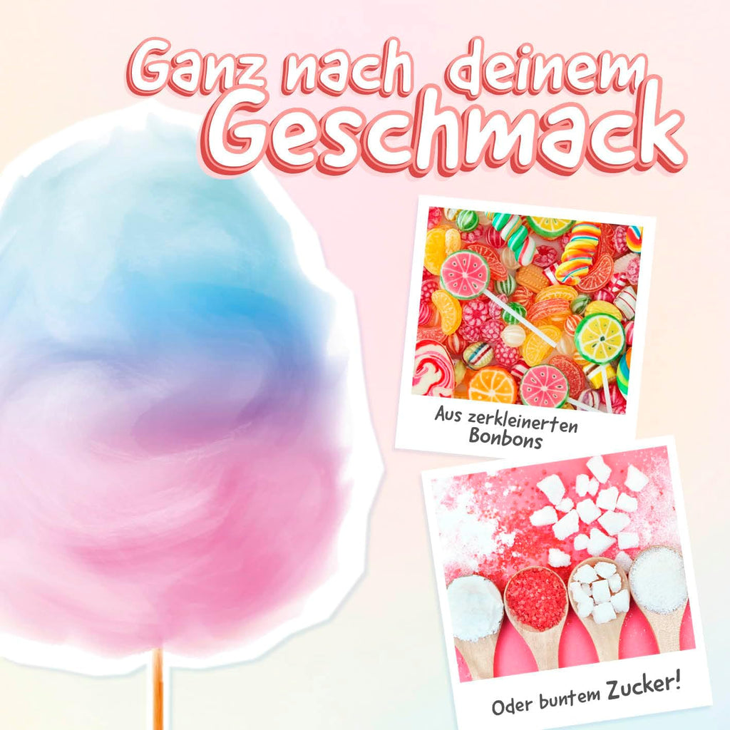 GOURMETmaxx Zuckerwattemaschine Retro mit Staebchen und Messloeffel Rot Weiss
