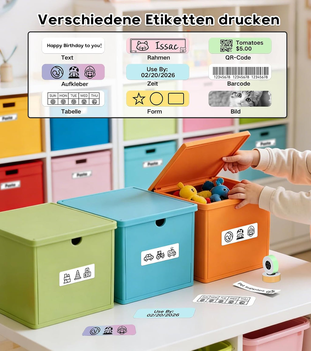ORGBRO X1 Etikettendrucker Bluetooth Thermodrucker tragbar fuer iOS Android