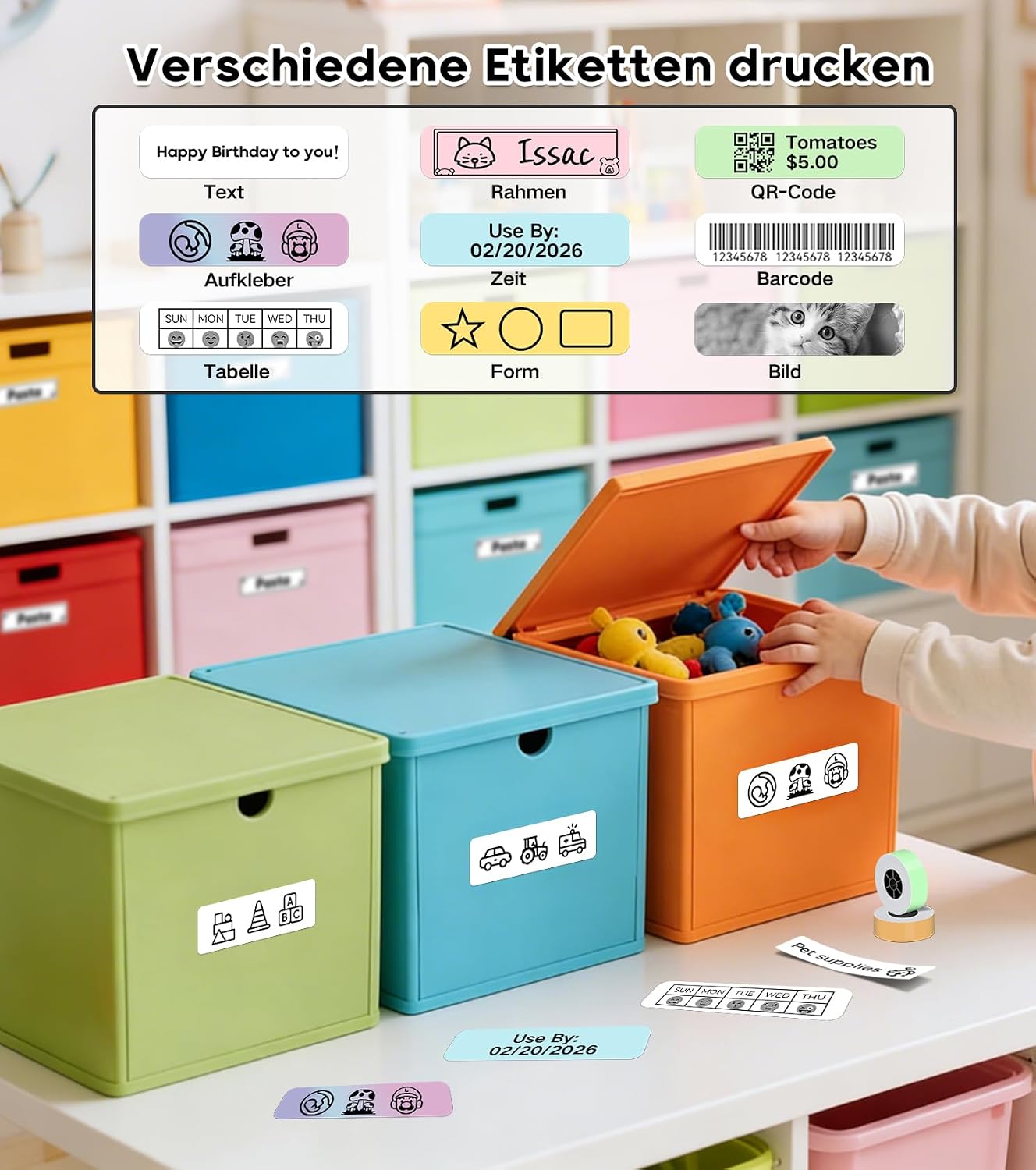 ORGBRO X1 Etikettendrucker Bluetooth Thermodrucker tragbar fuer iOS Android