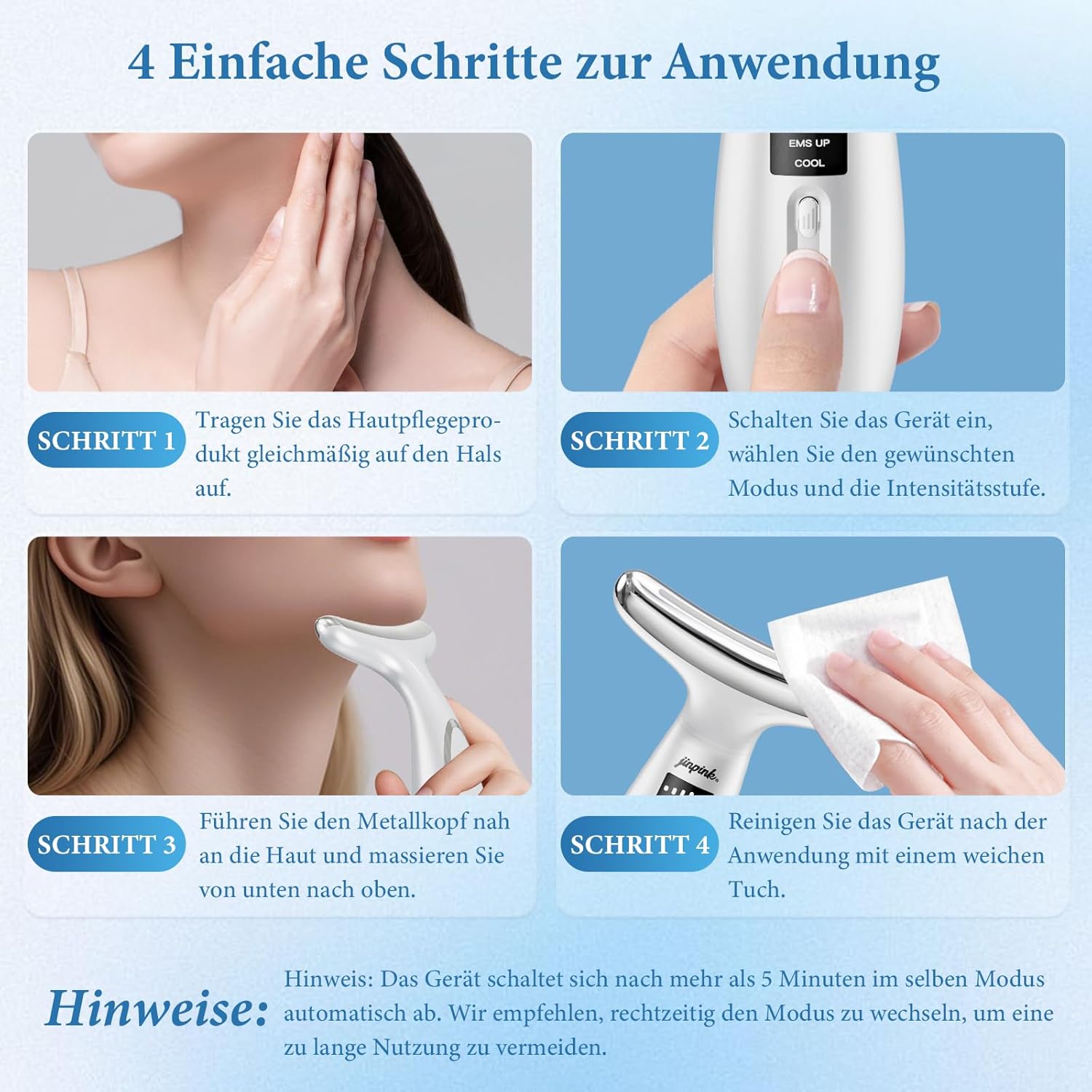 Gua Sha EMS Gesichtsmassagegeraet mit Kaelte Waerme LED Lifting Straffung