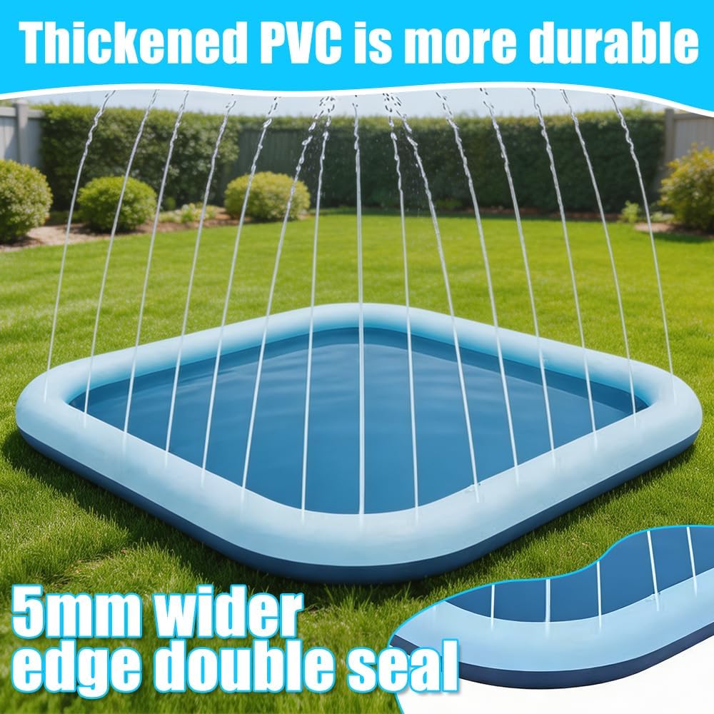 Splash Pad 200 cm Wasserspielmatte quadratisch Kinder Hund Garten