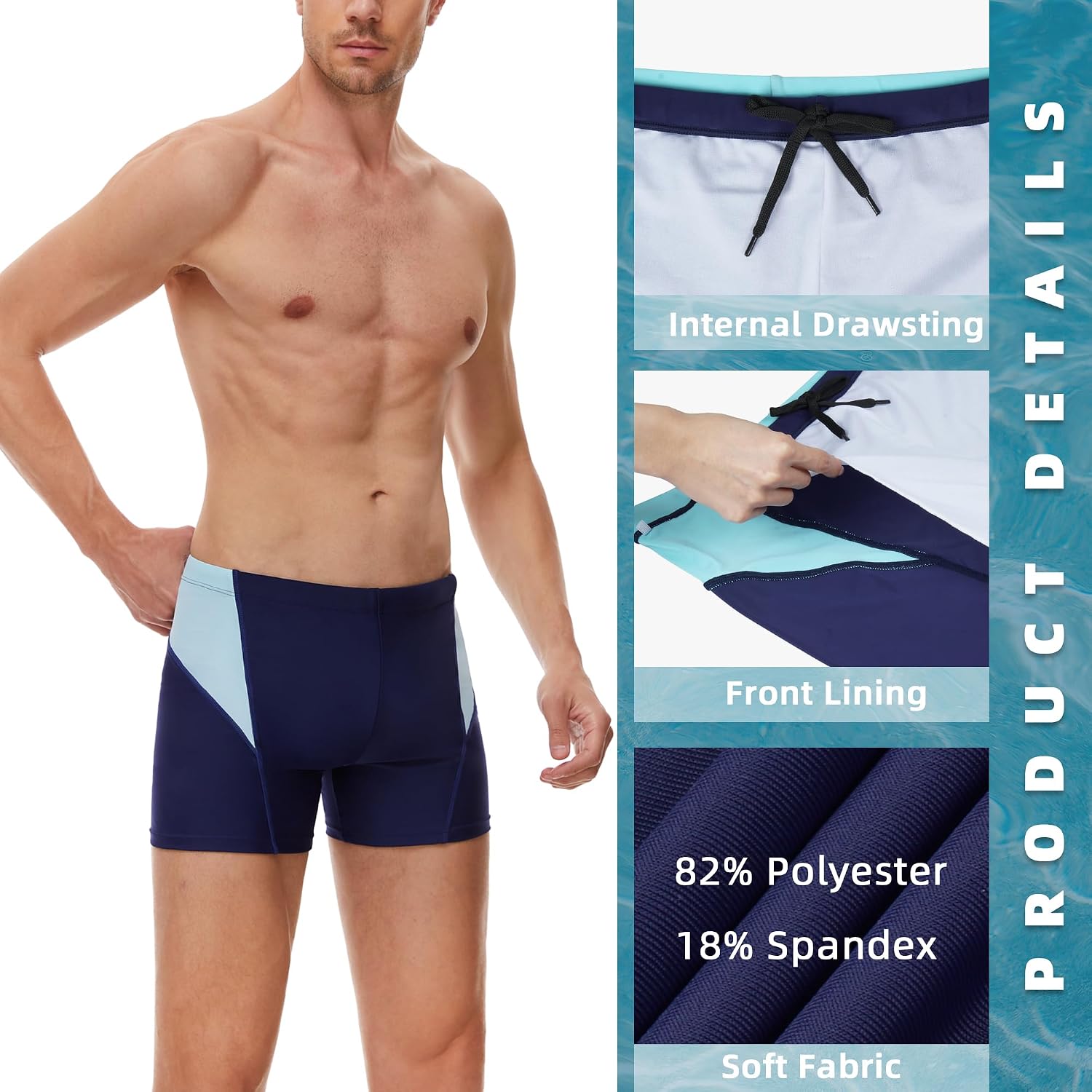 AMZSPORT Herren Badeshorts kurz Enganliegend Schwimmhose S-XXL
